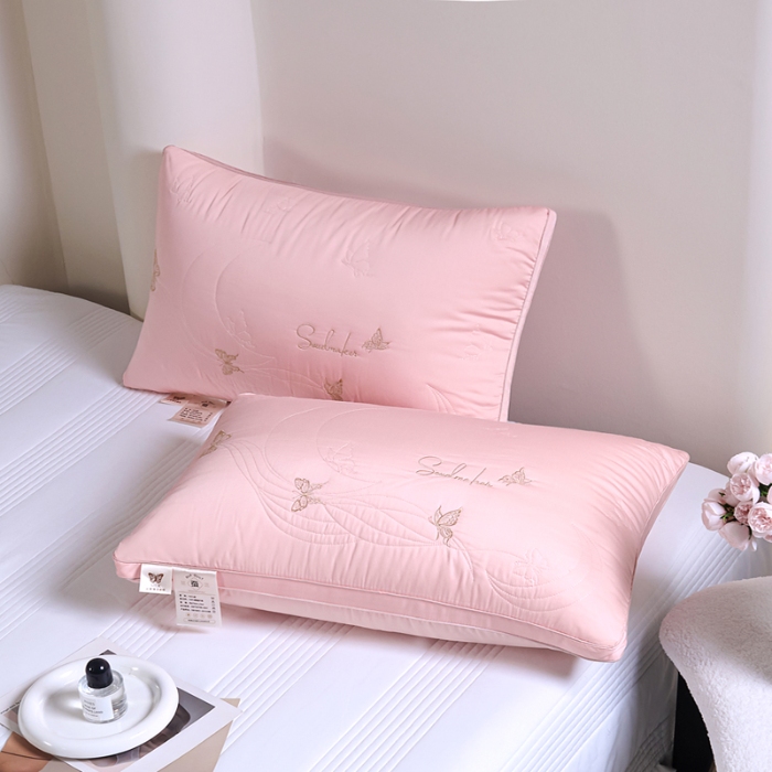 91家纺网 家纺一手货源 找家纺 （总）新品 兴丝露枕芯 全棉刺绣羽丝枕 枕芯 立体双边枕 全棉枕芯 成人枕头