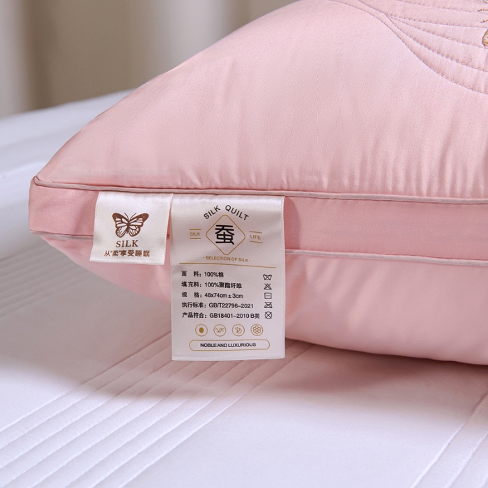 91家纺网 家纺一手货源 找家纺 （总）新品 兴丝露枕芯 全棉刺绣羽丝枕 枕芯 立体双边枕 全棉枕芯 成人枕头