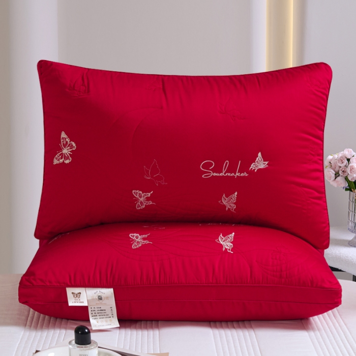 91家纺网 家纺一手货源 找家纺 （总）新品 兴丝露枕芯 全棉刺绣羽丝枕 枕芯 立体双边枕 全棉枕芯 成人枕头