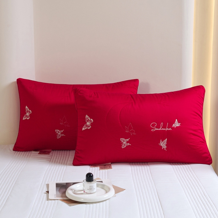 91家纺网 家纺一手货源 找家纺 （总）新品 兴丝露枕芯 全棉刺绣羽丝枕 枕芯 立体双边枕 全棉枕芯 成人枕头