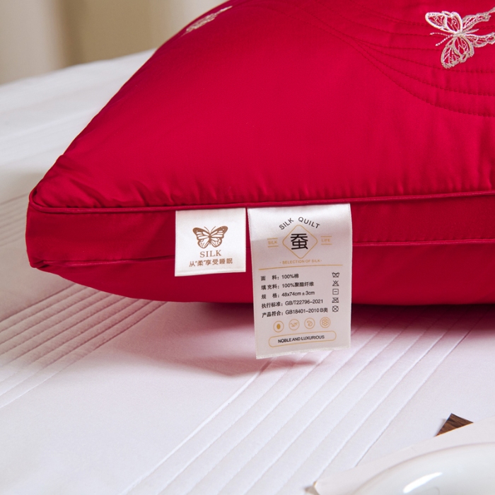 91家纺网 家纺一手货源 找家纺 （总）新品 兴丝露枕芯 全棉刺绣羽丝枕 枕芯 立体双边枕 全棉枕芯 成人枕头