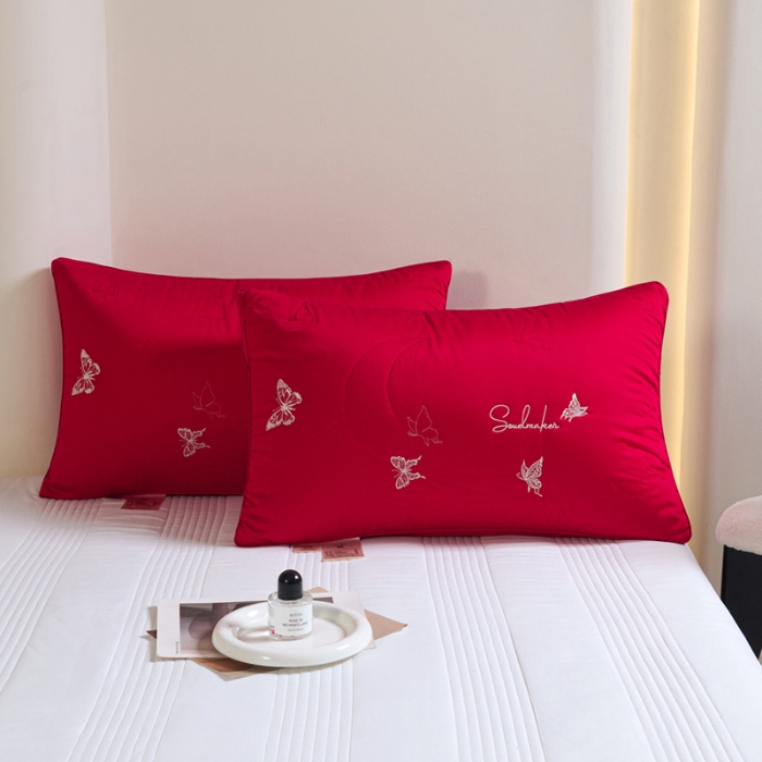 91家纺网 家纺一手货源 找家纺 （总）新品 兴丝露枕芯 全棉刺绣羽丝枕 枕芯 立体双边枕 全棉枕芯 成人枕头