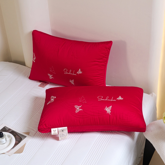 91家纺网 家纺一手货源 找家纺 （总）新品 兴丝露枕芯 全棉刺绣羽丝枕 枕芯 立体双边枕 全棉枕芯 成人枕头