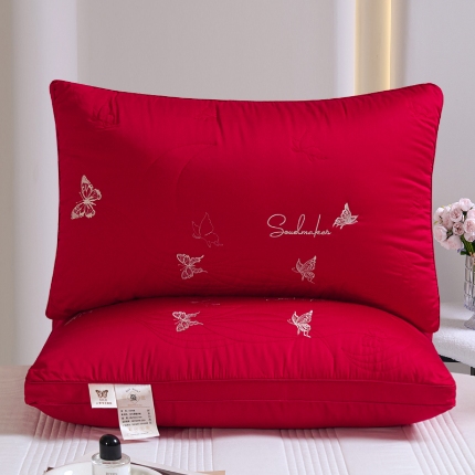 91家纺网 家纺一手货源 找家纺 （总）新品 兴丝露枕芯 全棉刺绣羽丝枕 枕芯 立体双边枕 全棉枕芯 成人枕头