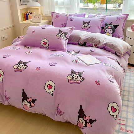 91家纺网 家纺一手货源 找家纺 （总）云恋家纺 2025新款卡通牛奶绒四件套珊瑚法兰绒床单床笠被套儿童床上用品冬季