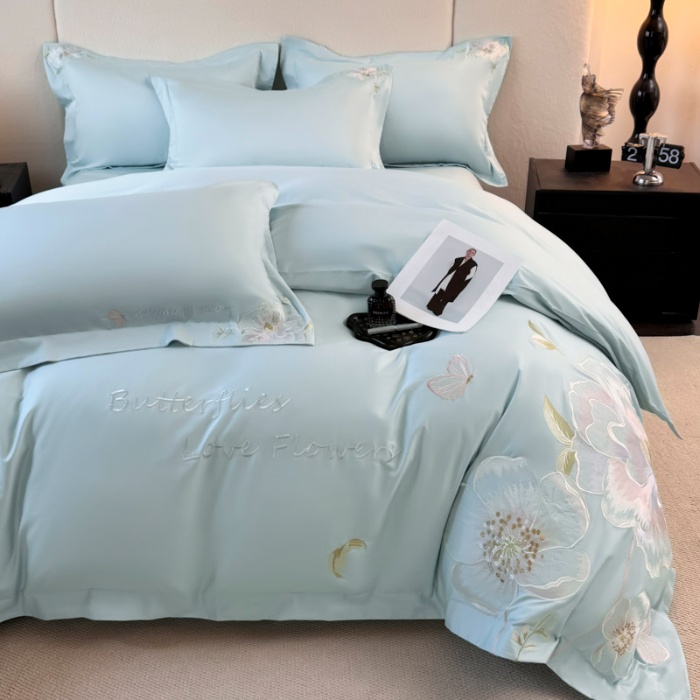 91家纺网 家纺一手货源 找家纺 （总）2025新款全棉纯棉长绒棉刺绣轻奢四件套系列-罗马