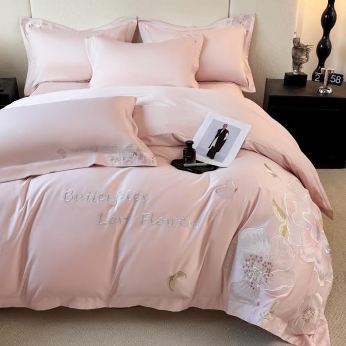 91家纺网 家纺一手货源 找家纺 （总）2025新款全棉纯棉长绒棉刺绣轻奢四件套系列-罗马