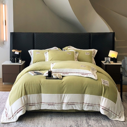 高档手提包9斤重超厚绵密慕斯有肌氧绒刺绣四件套秋冬加厚保暖牛奶绒宝宝绒床上用品 曙光金-绒缪miu-超柔绵密慕斯有肌氧绒