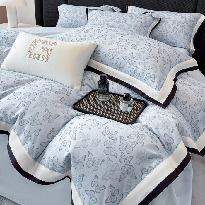 91家纺网 家纺一手货源 找家纺 高档礼盒装超细旦超柔长绒棉磨毛刺绣四件套秋冬加厚100%纯棉全棉床品 蒂芙尼蓝-安缦-A类超细旦长绒棉加厚磨毛