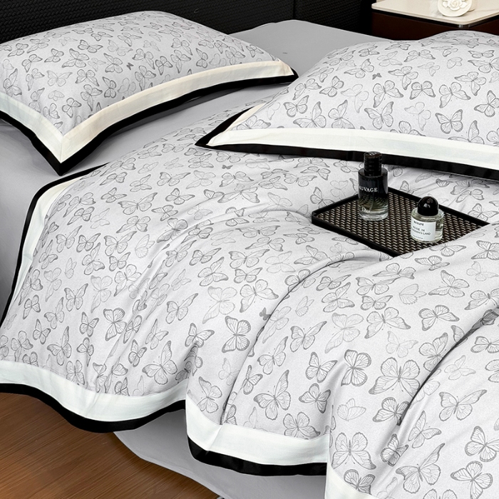 91家纺网 家纺一手货源 找家纺 高档礼盒装超细旦超柔长绒棉磨毛刺绣四件套秋冬加厚100%纯棉全棉床品 浅灰-安缦-A类超细旦长绒棉加厚磨毛