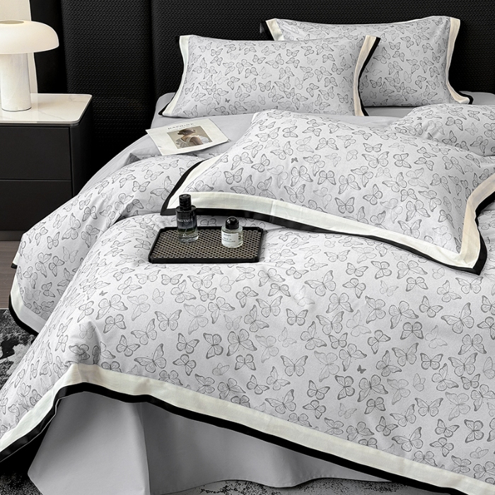 91家纺网 家纺一手货源 找家纺 高档礼盒装超细旦超柔长绒棉磨毛刺绣四件套秋冬加厚100%纯棉全棉床品 浅灰-安缦-A类超细旦长绒棉加厚磨毛