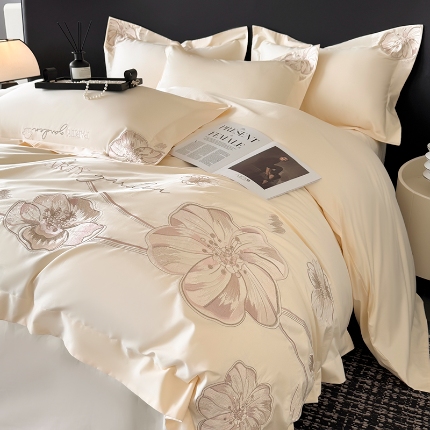 （总）2025新款全棉长绒棉四件套刺绣高端轻奢床上用品-梦幻