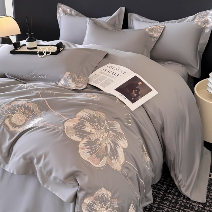 91家纺网 家纺一手货源 找家纺 （总）2025新款全棉长绒棉四件套刺绣高端轻奢床上用品-梦幻