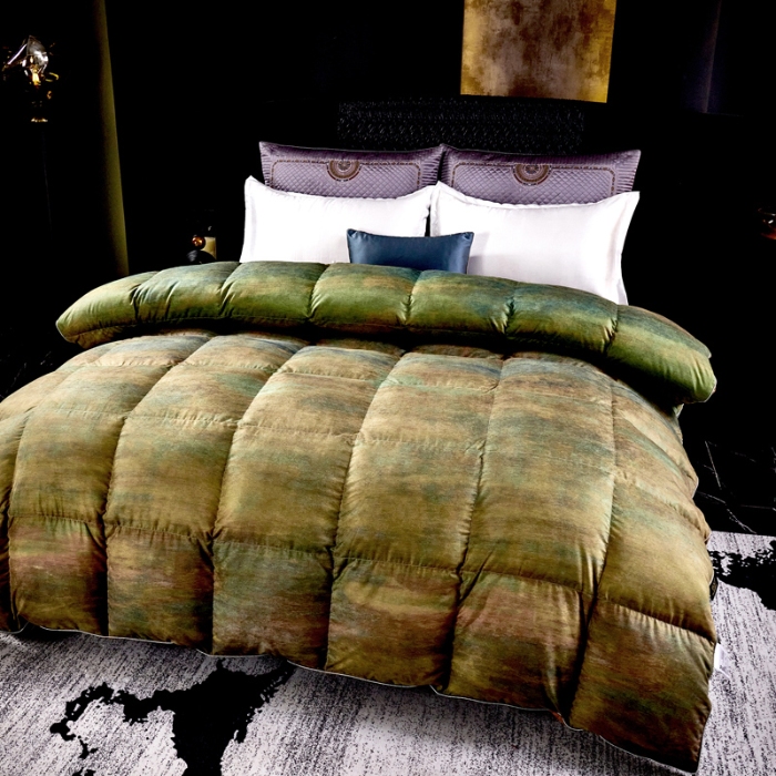 91家纺网 家纺一手货源 找家纺 抗日家纺 专版花型高密度超柔数码印花单层立体防绒羽绒被壳 冰岛之恋