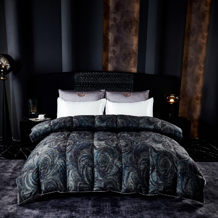 抗日家纺 专版花型高密度超柔数码印花单层立体防绒羽绒被壳 北欧风情