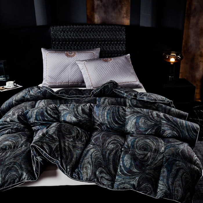 91家纺网 家纺一手货源 找家纺 抗日家纺 专版花型高密度超柔数码印花单层立体防绒羽绒被壳 北欧风情