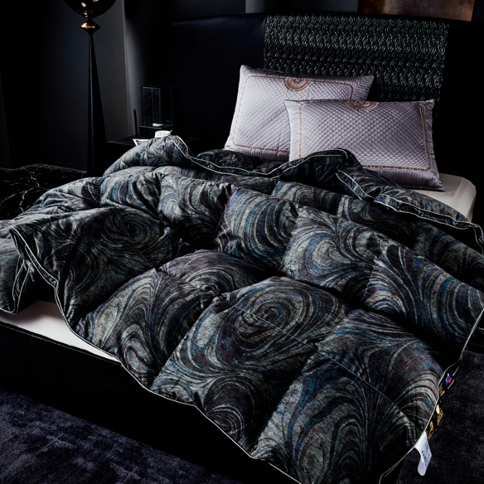 91家纺网 家纺一手货源 找家纺 抗日家纺 专版花型高密度超柔数码印花单层立体防绒羽绒被壳 北欧风情