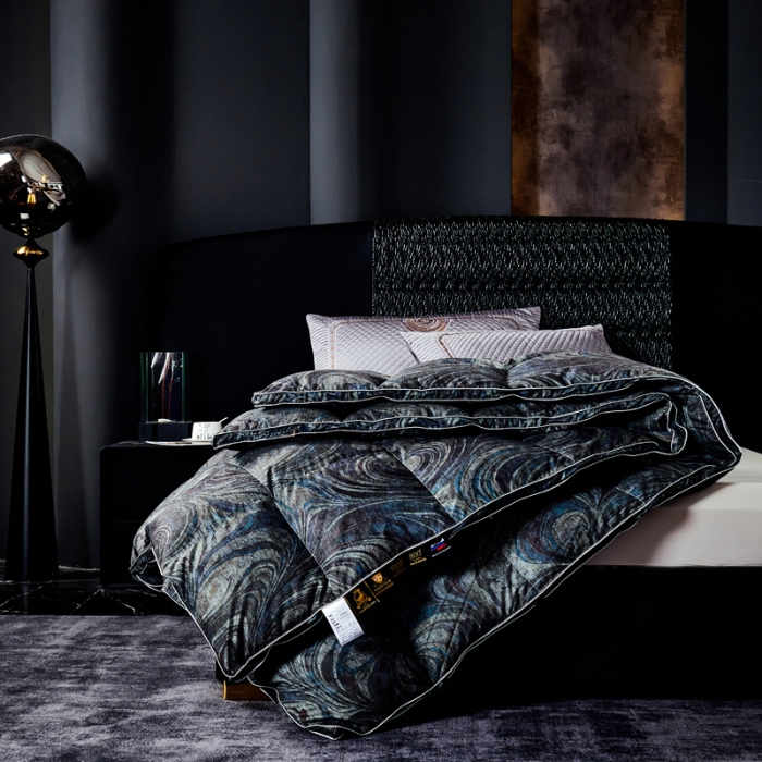 91家纺网 家纺一手货源 找家纺 抗日家纺 专版花型高密度超柔数码印花单层立体防绒羽绒被壳 北欧风情