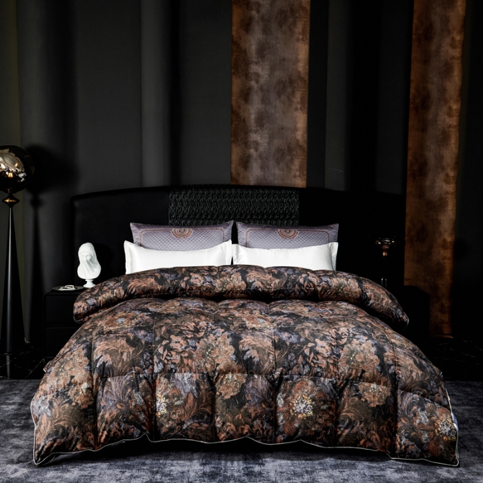 91家纺网 家纺一手货源 找家纺 抗日家纺 专版花型高密度超柔数码印花单层立体防绒羽绒被壳 塞纳河畔