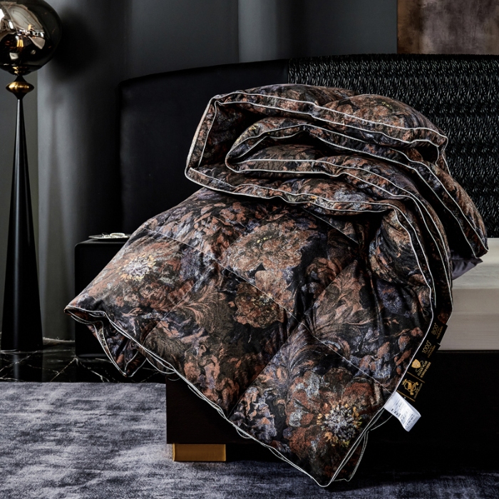 91家纺网 家纺一手货源 找家纺 抗日家纺 专版花型高密度超柔数码印花单层立体防绒羽绒被壳 塞纳河畔