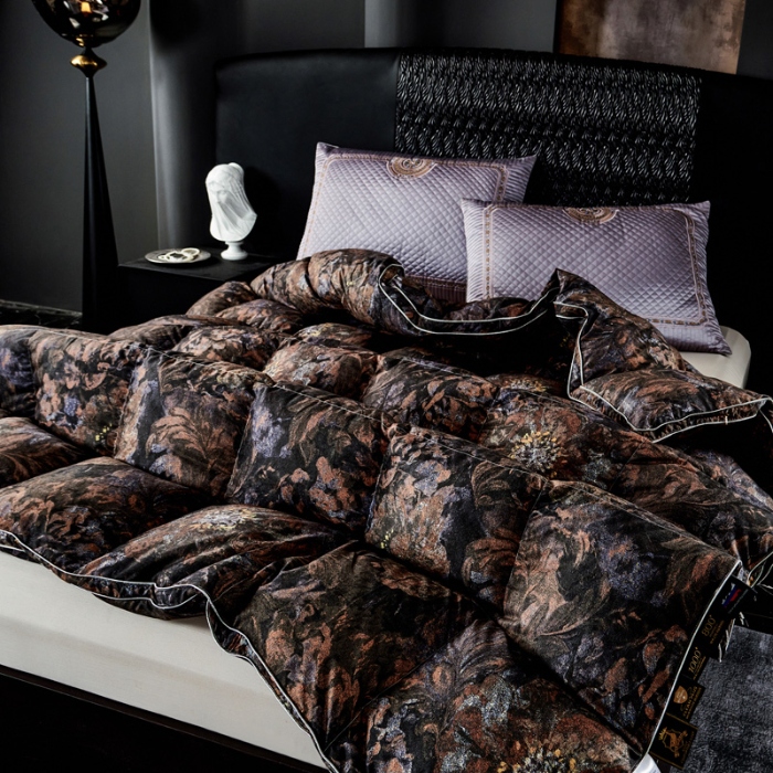 91家纺网 家纺一手货源 找家纺 抗日家纺 专版花型高密度超柔数码印花单层立体防绒羽绒被壳 塞纳河畔