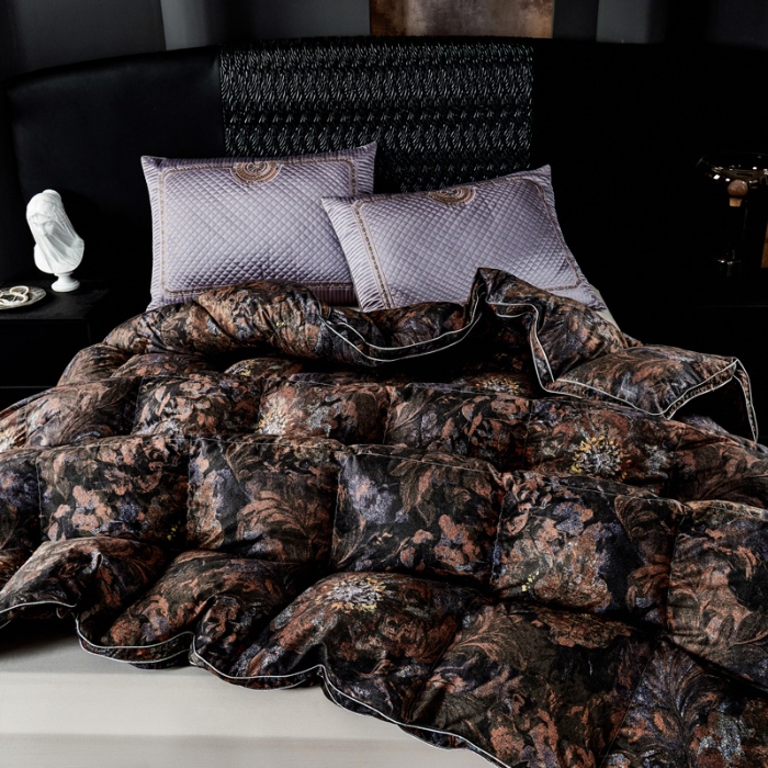 91家纺网 家纺一手货源 找家纺 抗日家纺 专版花型高密度超柔数码印花单层立体防绒羽绒被壳 塞纳河畔