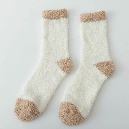 91家纺网 家纺一手货源 找家纺 （总）良品汇馆 2024【珊瑚绒女款】日式无印珊瑚袜子女加厚保暖地板袜良品秋冬中筒袜女士加绒月子袜