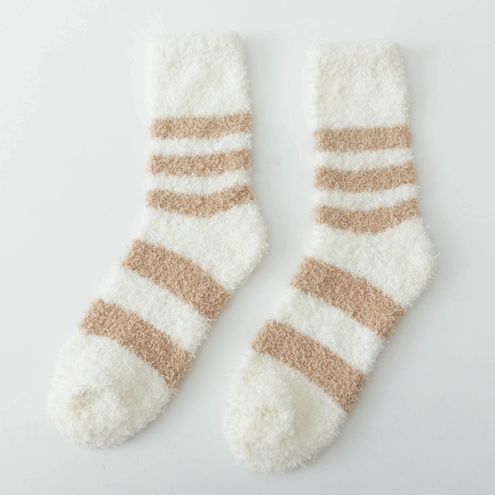 91家纺网 家纺一手货源 找家纺 （总）良品汇馆 2024【珊瑚绒女款】日式无印珊瑚袜子女加厚保暖地板袜良品秋冬中筒袜女士加绒月子袜