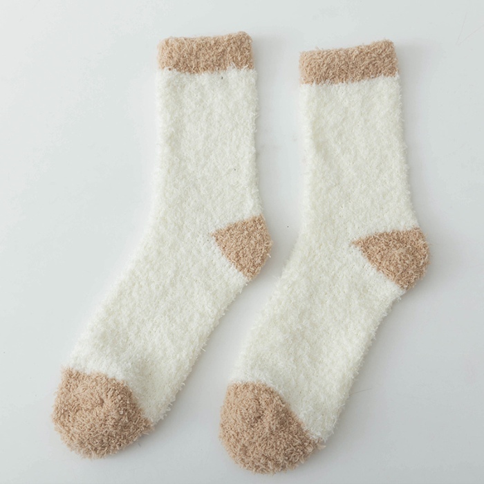 91家纺网 家纺一手货源 找家纺 （总）良品汇馆 2024【珊瑚绒女款】日式无印珊瑚袜子女加厚保暖地板袜良品秋冬中筒袜女士加绒月子袜