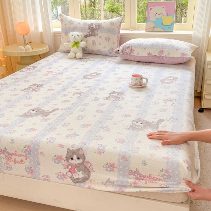 91家纺网 家纺一手货源 找家纺 （总）梦舒阳家纺 2026新品牛奶绒单床笠单被套床笠三件套软fufu牛奶绒单品