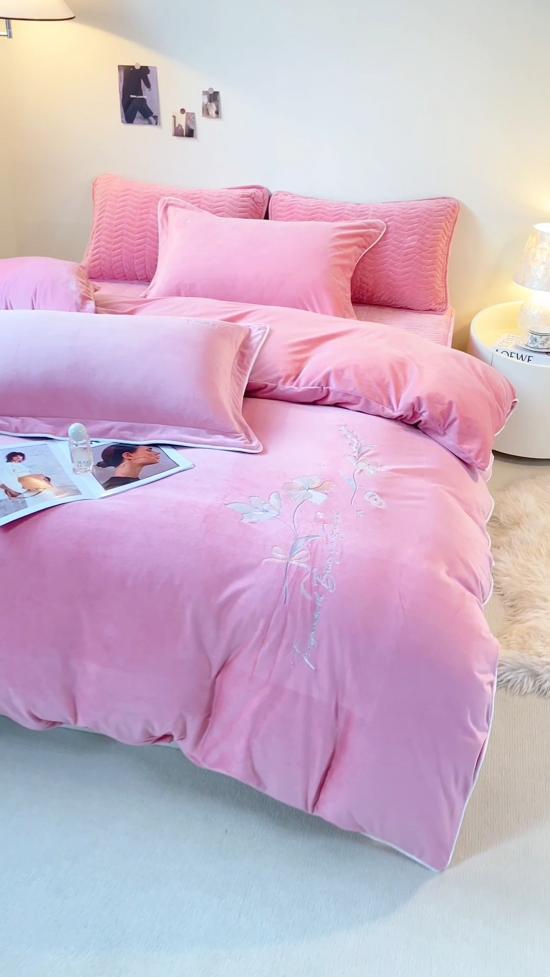 91家纺网 家纺一手货源 找家纺 宝宝绒婴儿绒四件套刺绣纯色四件套床单床笠牛奶绒四件套 豆沙