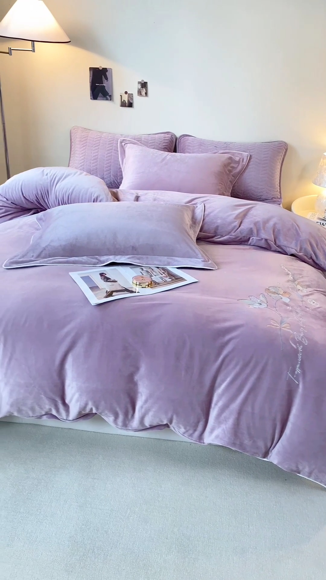 91家纺网 家纺一手货源 找家纺 宝宝绒婴儿绒四件套刺绣纯色四件套床单床笠牛奶绒四件套 粉色