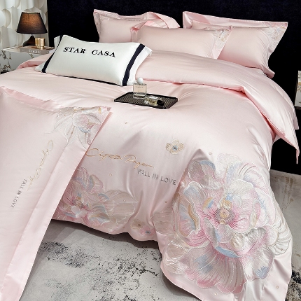 91家纺网 家纺一手货源 找家纺 （总）星蕴家纺 2025新款正宗100支澳棉长绒棉贡缎四件套-晨曦