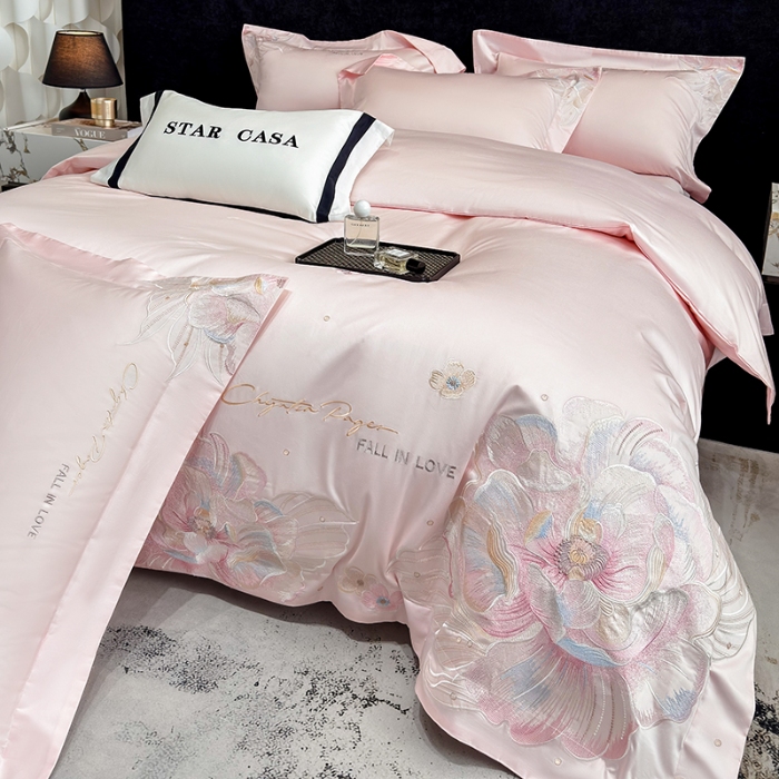 91家纺网 家纺一手货源 找家纺 （总）星蕴家纺 2025新款正宗100支澳棉长绒棉贡缎四件套-晨曦