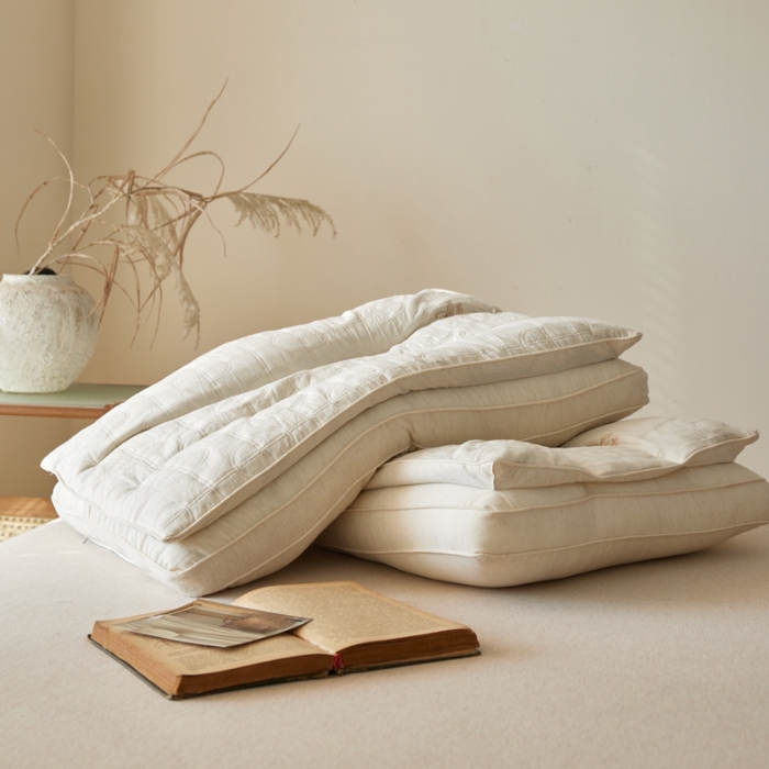 91家纺网 家纺一手货源 找家纺 （总）2026新款  全棉亚麻护颈枕芯枕头  多功能荞麦明目枕按摩护颈护耳舒缓保健枕芯