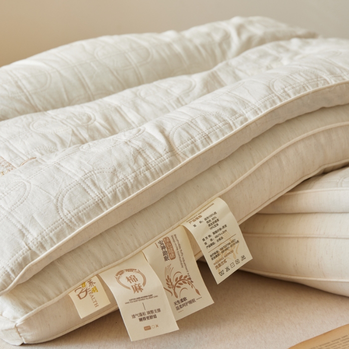 91家纺网 家纺一手货源 找家纺 （总）2026新款  全棉亚麻护颈枕芯枕头  多功能荞麦明目枕按摩护颈护耳舒缓保健枕芯