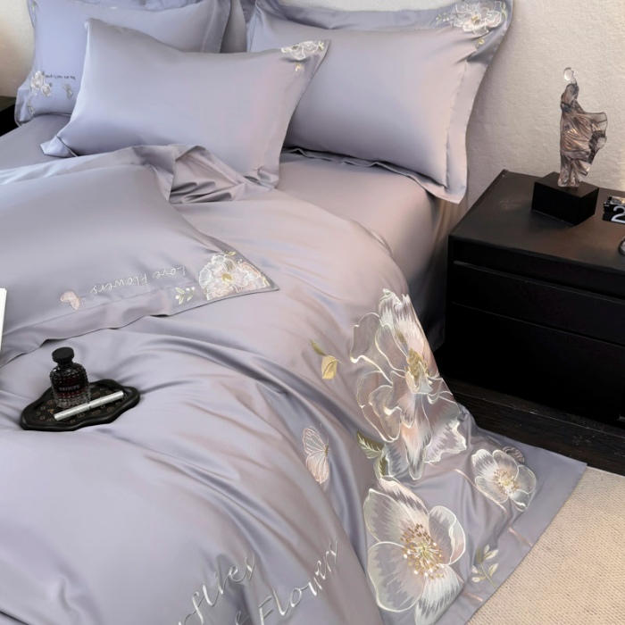 91家纺网 家纺一手货源 找家纺 （总）2025新款全棉纯棉长绒棉刺绣轻奢四件套系列-罗马