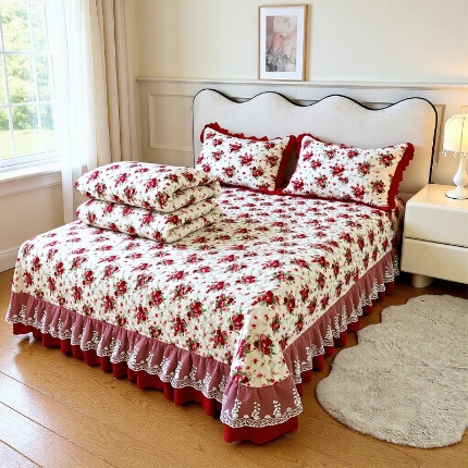 91家纺网 家纺一手货源 找家纺 （总）浩浩家纺 2025新款牛奶绒夹棉床盖四件套床上绒四件套