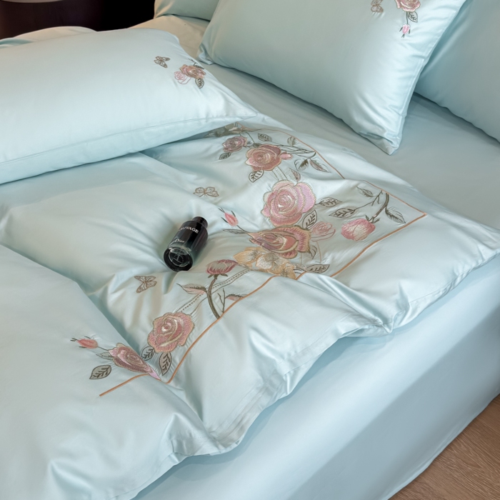 91家纺网 家纺一手货源 找家纺 （总）2025新款全棉纯棉长绒棉刺绣绣花四件套-庄园