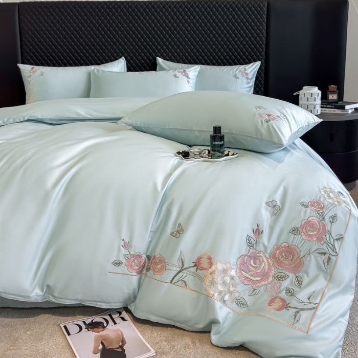 91家纺网 家纺一手货源 找家纺 （总）2025新款全棉纯棉长绒棉刺绣绣花四件套-庄园