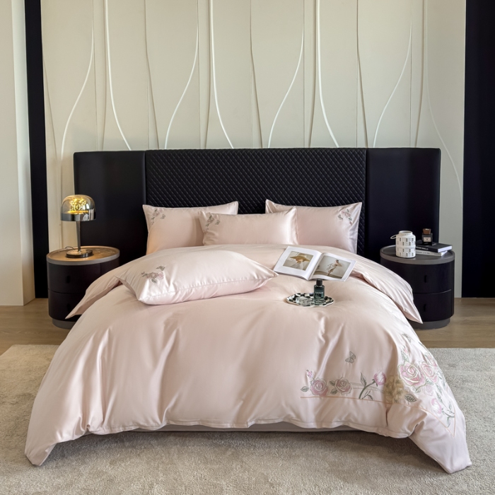 91家纺网 家纺一手货源 找家纺 （总）2025新款全棉纯棉长绒棉刺绣绣花四件套-庄园