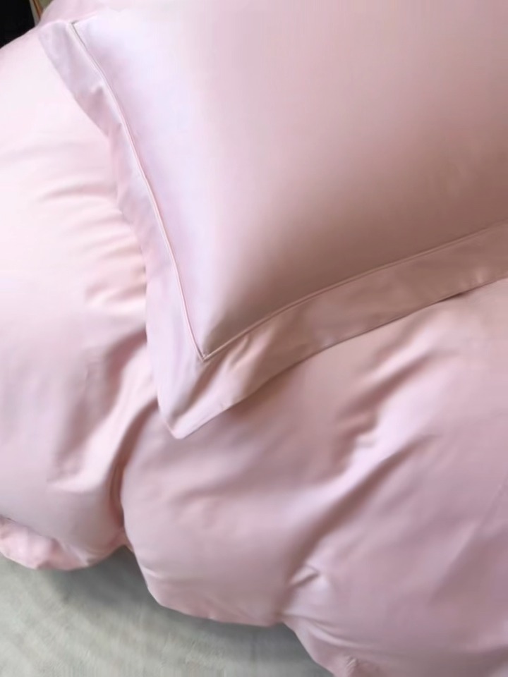 91家纺网 家纺一手货源 找家纺 梦丝语纯色糸列50双股100支长绒棉轻奢高端圆角卷边款四件套新品