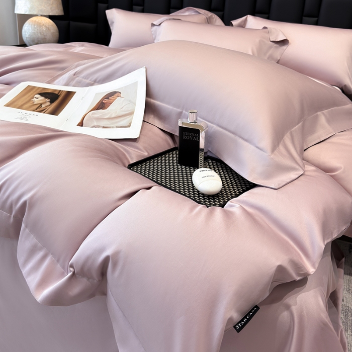 91家纺网 家纺一手货源 找家纺 （总）星蕴家纺 2025新款A类100s贡缎纯色长绒棉纯棉全棉四件套-多伦多