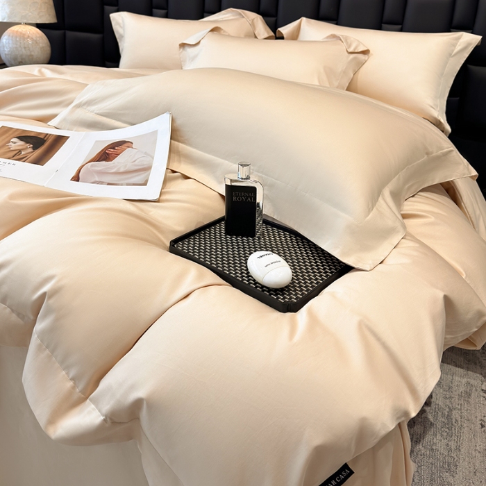 91家纺网 家纺一手货源 找家纺 （总）星蕴家纺 2025新款A类100s贡缎纯色长绒棉纯棉全棉四件套-多伦多