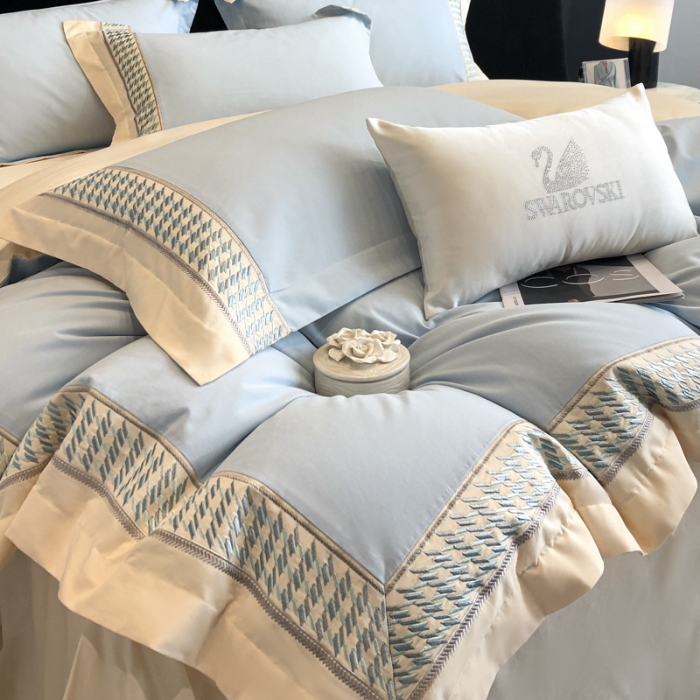 91家纺网 家纺一手货源 找家纺 （总）（可开发票）高档礼盒装超柔超细旦50S长绒棉磨毛刺绣四件套全棉100%纯棉秋冬加厚床品