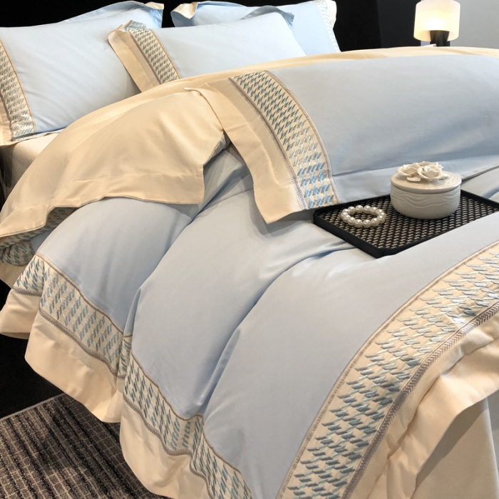 91家纺网 家纺一手货源 找家纺 （总）（可开发票）高档礼盒装超柔超细旦50S长绒棉磨毛刺绣四件套全棉100%纯棉秋冬加厚床品