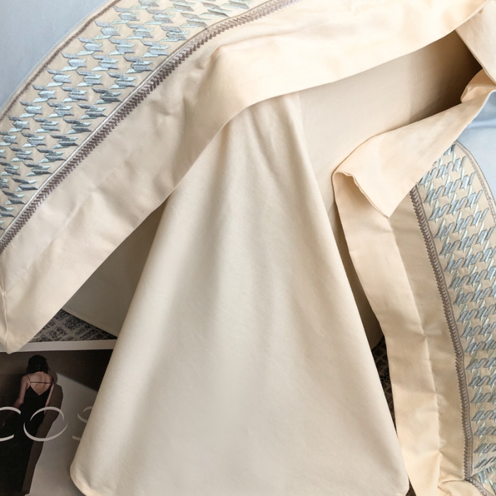 91家纺网 家纺一手货源 找家纺 （可开发票）高档礼盒装超柔超细旦50S长绒棉磨毛刺绣四件套全棉100%纯棉秋冬加厚床品 祖玛蓝-千鸟格-A类超细旦超柔长绒棉