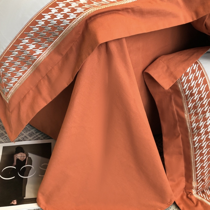 91家纺网 家纺一手货源 找家纺 （可开发票）高档礼盒装超柔超细旦50S长绒棉磨毛刺绣四件套全棉100%纯棉秋冬加厚床品 淡雅灰-千鸟格-A类超细旦超柔长绒棉