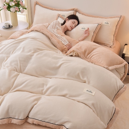 91家纺网 家纺一手货源 找家纺 （总）云恋家纺 纯色双面绒牛奶绒床上用品四件套加厚绒法兰绒床笠被套罩床单双人