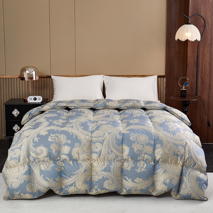 91家纺网 家纺一手货源 找家纺 抗日家纺新品自充羽绒被壳 高精密银丝单层立体高端羽绒被 奥菲亚 奥菲亚 蓝晶色